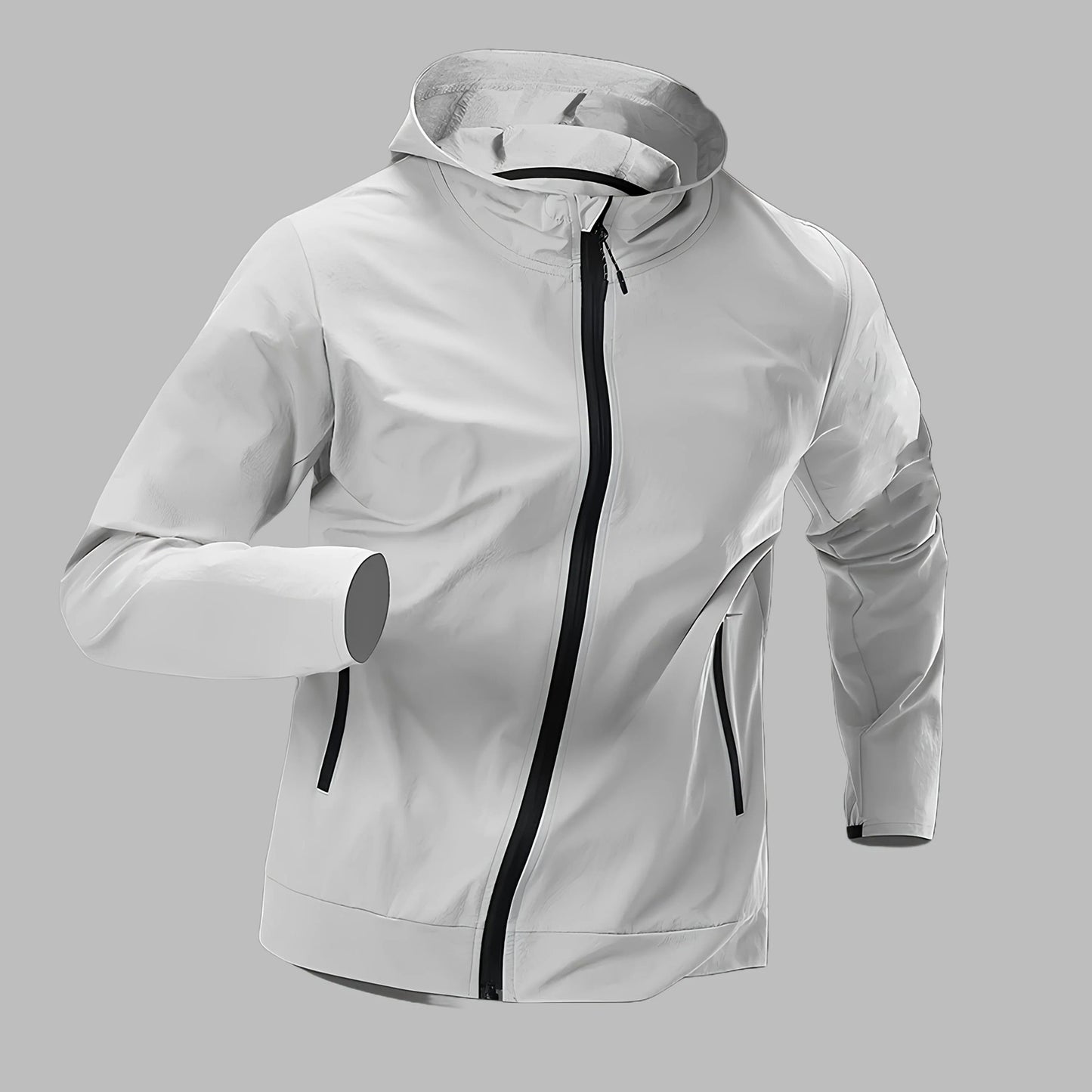 LAUFR Leichte kapuzenbesetzte Laufjacke